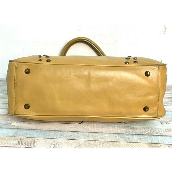 ROOMY NORDSTROM STUDDED TAN BEIGE GENUINE LEATHER TOTE SHOULDER BAG BOHO HANDBAG - Picture 5 of 9